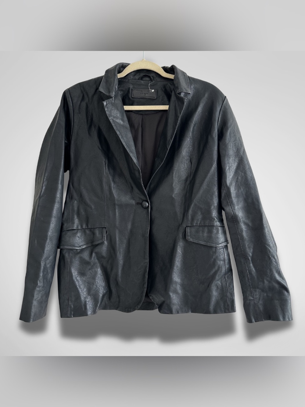 Black Faux Leather Jacket by BLANKNYC.